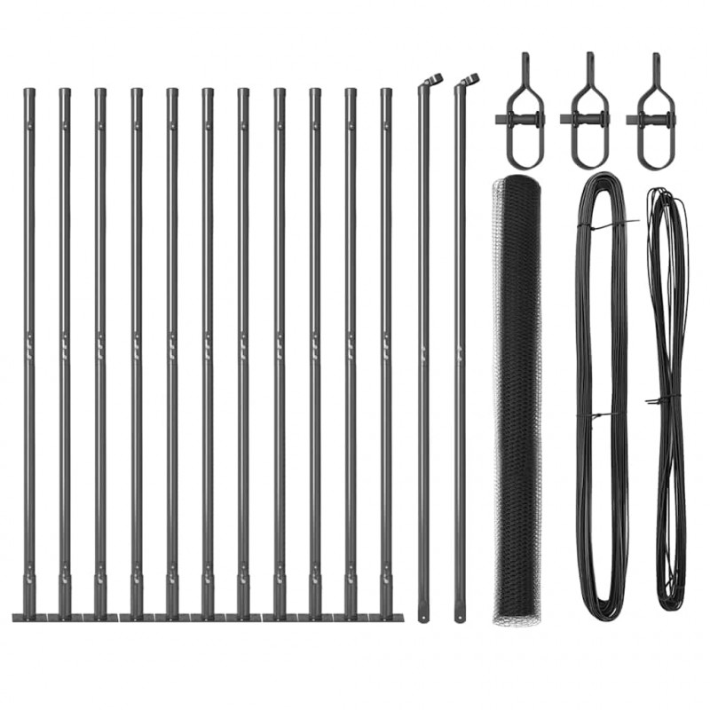 Słupek ogrodzeniowy. Szary 25 x 1,6 m (siatka 13 mm) Stal i PVC