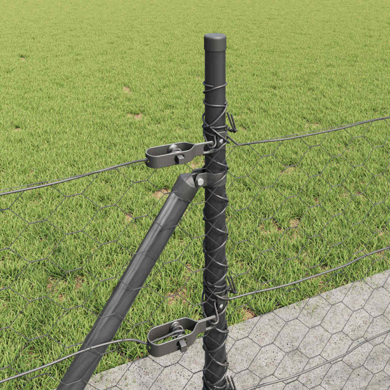 Słupek ogrodzeniowy. Szary 50 x 0,4 m (siatka 50 mm) Stal i PVC