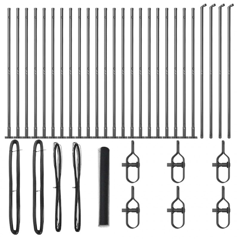 Słupek ogrodzeniowy. Szary 50 x 1,2 m (siatka 13 mm) Stal i PVC