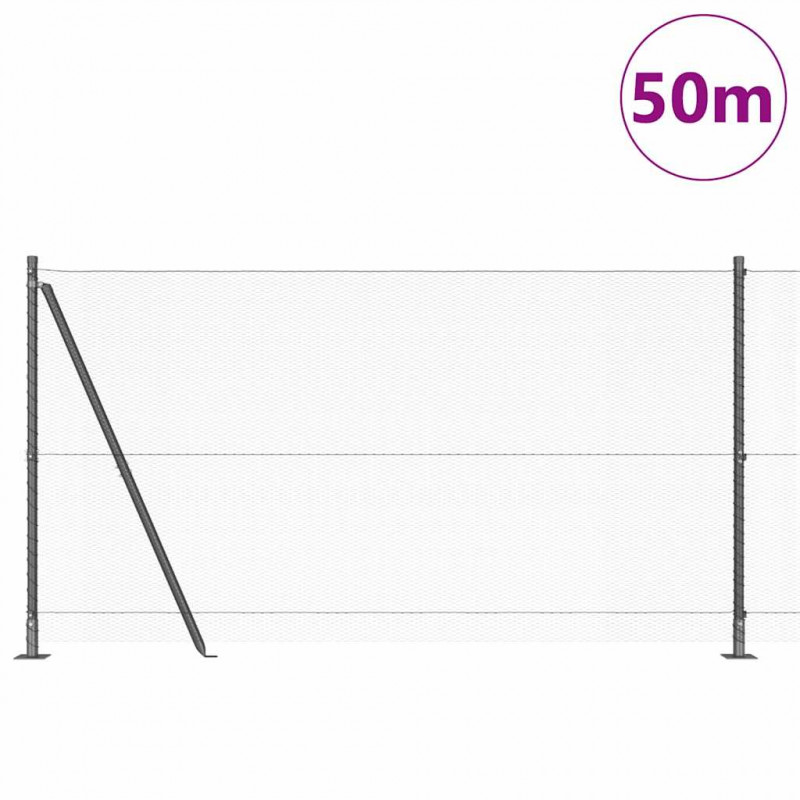 Słupek ogrodzeniowy. Szary 50 x 1,2 m (siatka 13 mm) Stal i PVC