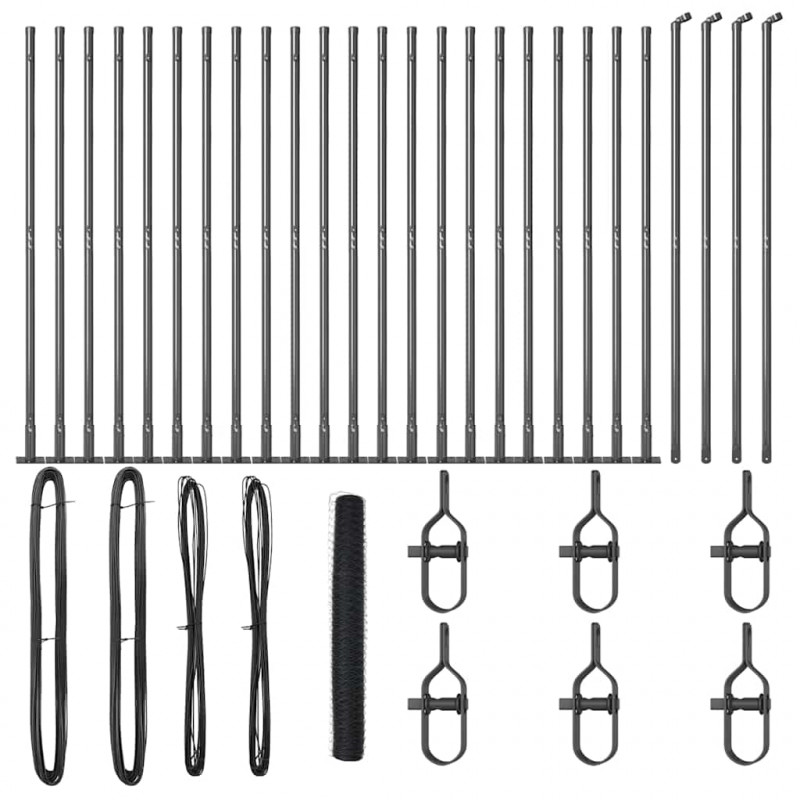 Słupek ogrodzeniowy. Szary 50 x 1,2 m (siatka 36 mm) Stal i PVC