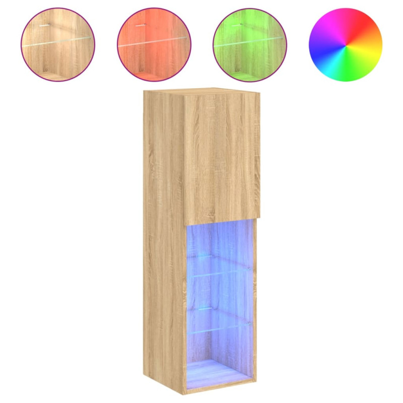 Szafka TV z LED, dąb sonoma, 30,5x30x102 cm