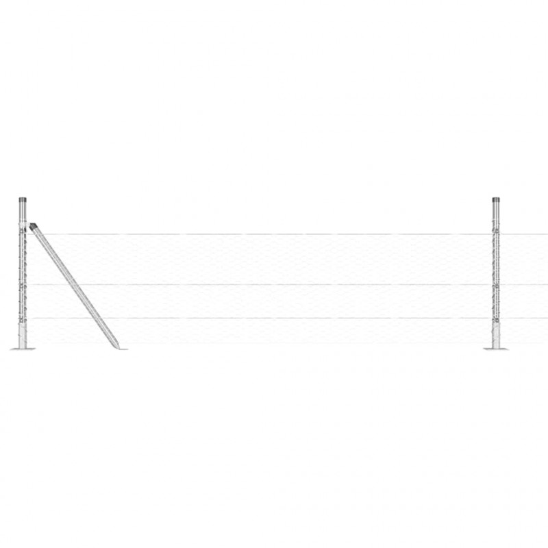 Słupek ogrodzeniowy. Srebrny 10 x 0,5 m (siatka 25 mm) Stal