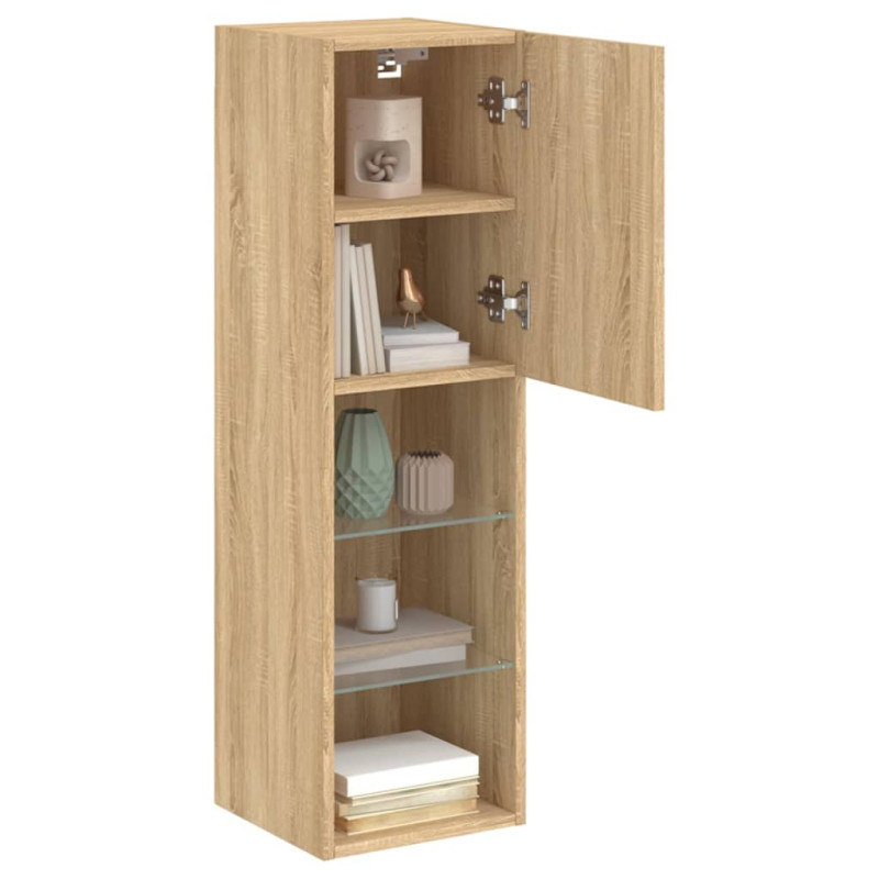 Szafka TV z LED, dąb sonoma, 30,5x30x102 cm