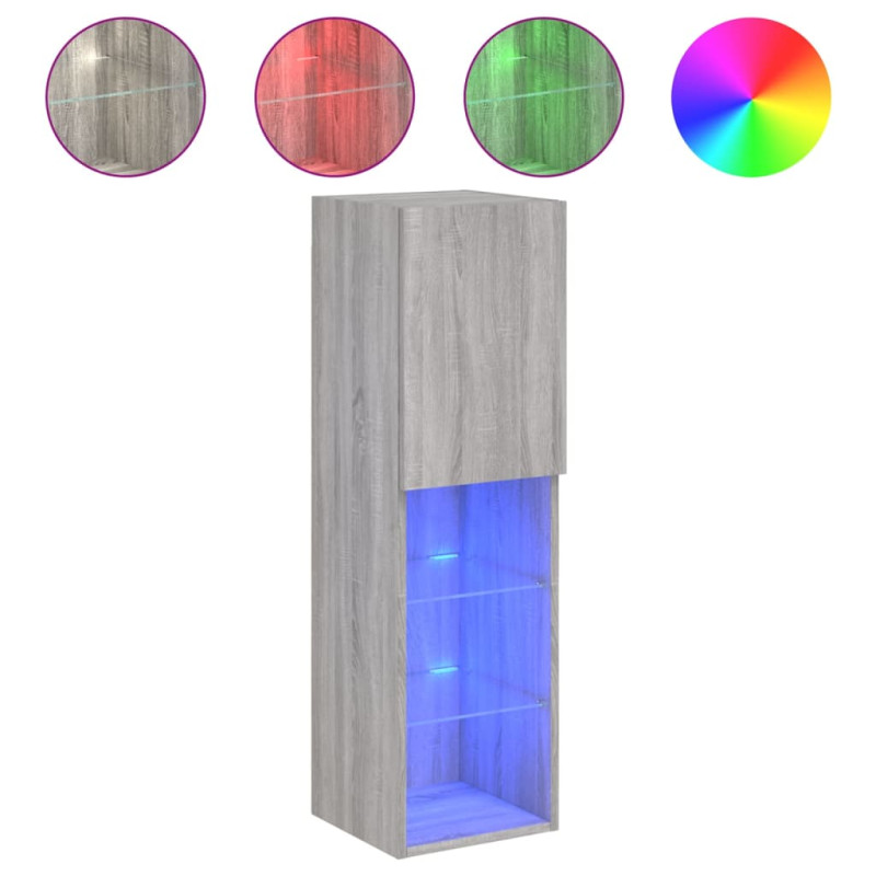 Szafka TV z LED, szary dąb sonoma, 30,5x30x102 cm