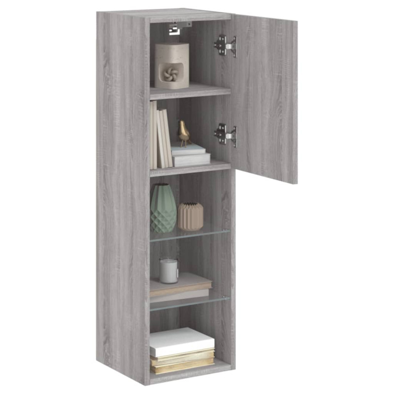 Szafka TV z LED, szary dąb sonoma, 30,5x30x102 cm