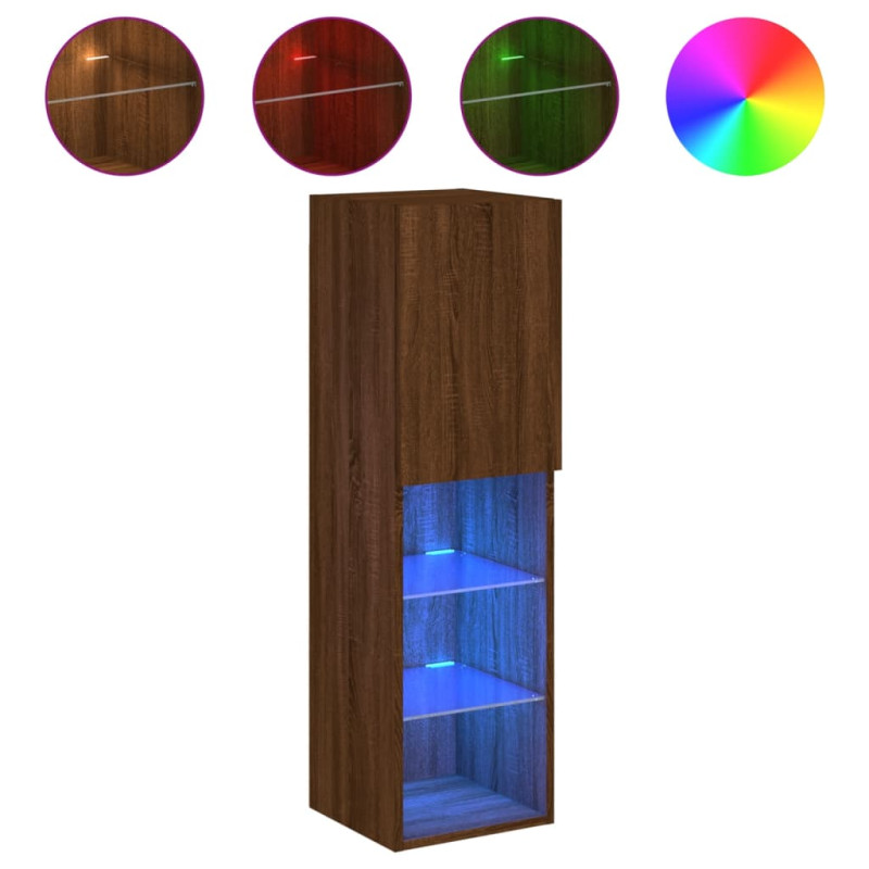 Szafka TV z LED, brązowy dąb, 30,5x30x102 cm
