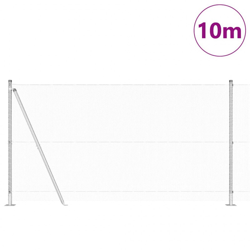 Słupek ogrodzeniowy. Srebrny 10 x 1,2 m (siatka 13 mm) Stal