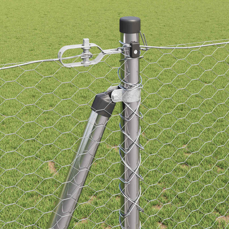 Słupek ogrodzeniowy. Srebrny 10 x 1,2 m (siatka 25 mm) Stal