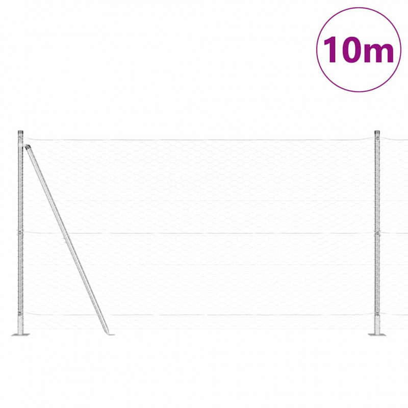 Słupek ogrodzeniowy. Srebrny 10 x 1,2 m (siatka 36 mm) Stal