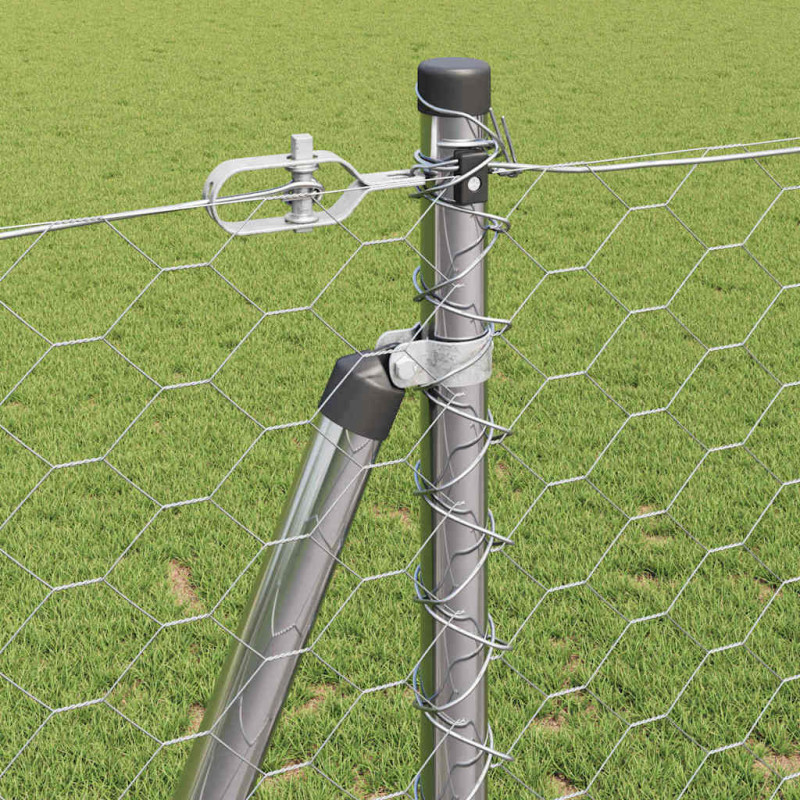 Słupek ogrodzeniowy. Srebrny 10 x 1,2 m (siatka 50 mm) Stal