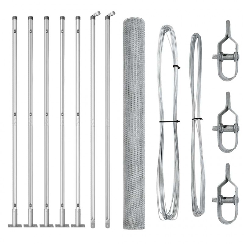 Słupek ogrodzeniowy. Srebrny 10 x 1,4 m (siatka 13 mm) Stal