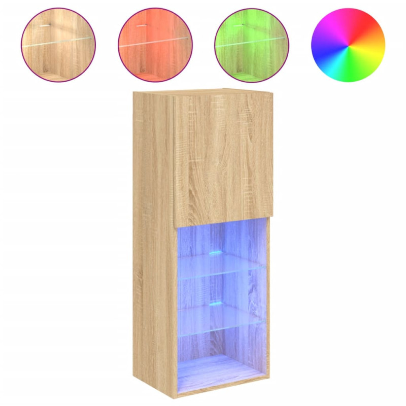 Szafka TV z LED, dąb sonoma, 40,5x30x102 cm