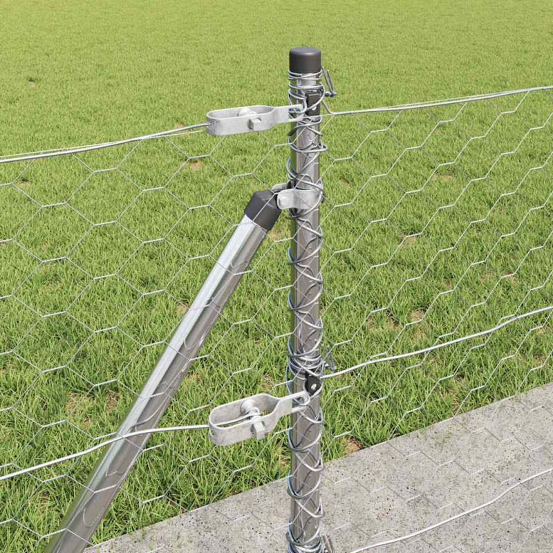 Słupek ogrodzeniowy. Srebrny 25 x 0,4 m (siatka 50 mm) Stal