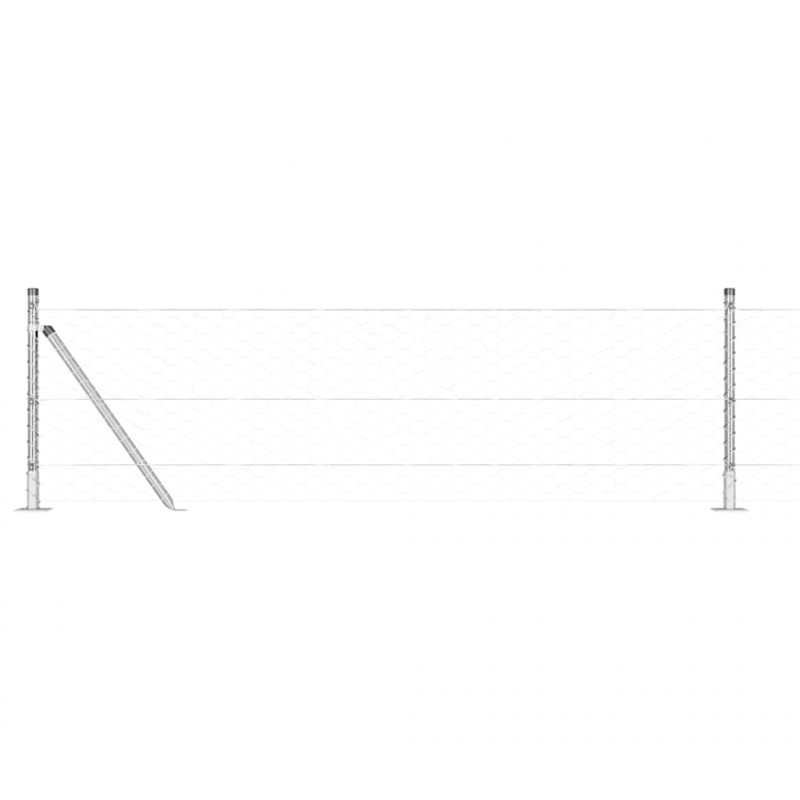 Słupek ogrodzeniowy. Srebrny 25 x 0,4 m (siatka 50 mm) Stal