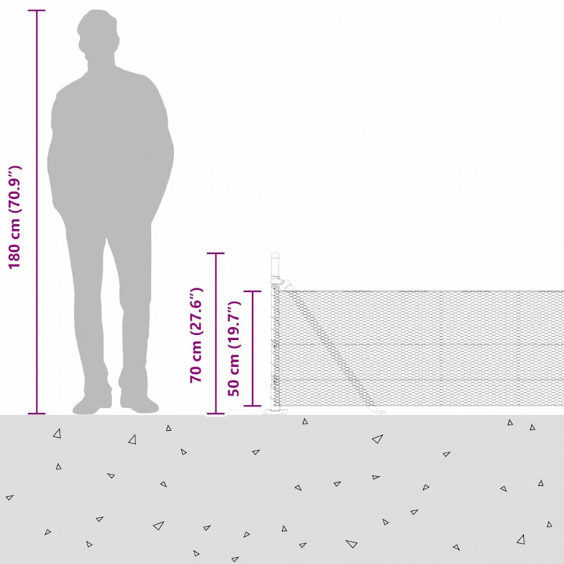 Słupek ogrodzeniowy. Srebrny 25 x 0,5 m (siatka 13 mm) Stal