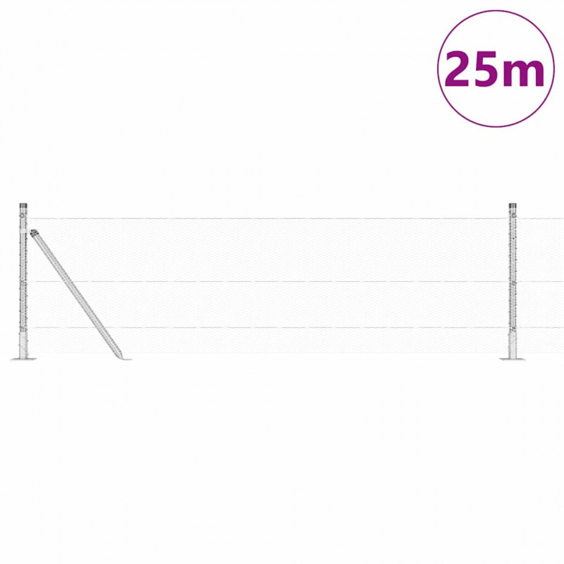 Słupek ogrodzeniowy. Srebrny 25 x 0,6 m (siatka 13 mm) Stal
