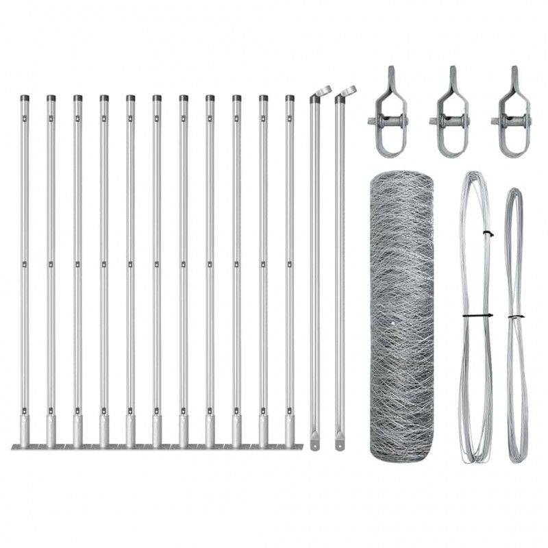 Słupek ogrodzeniowy. Srebrny 25 x 0,6 m (siatka 36 mm) Stal
