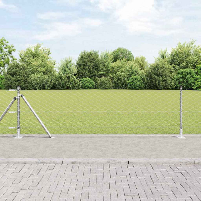 Słupek ogrodzeniowy. Srebrny 25 x 0,6 m (siatka 50 mm) Stal