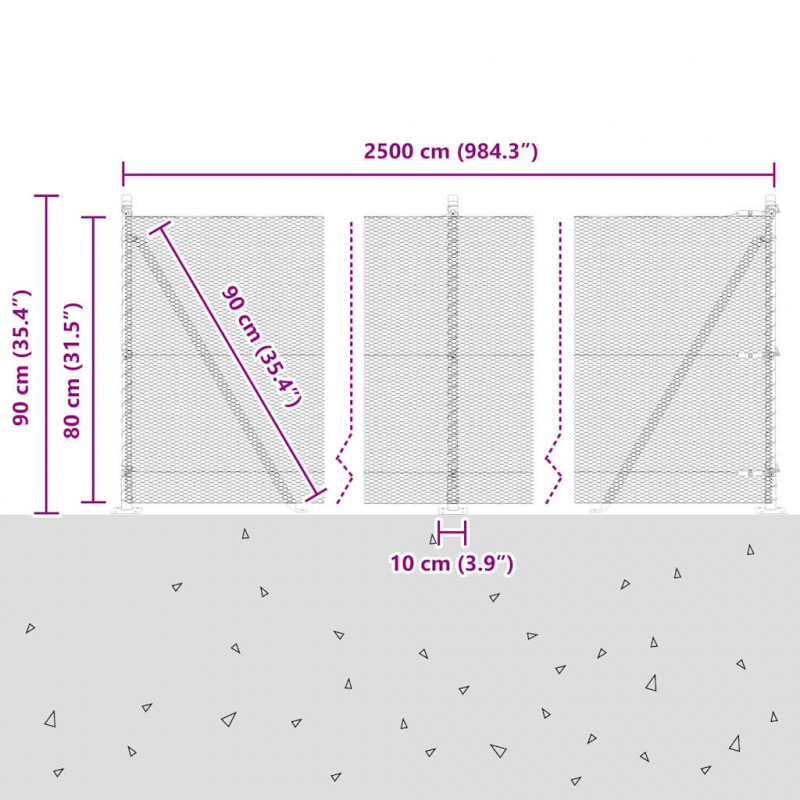 Słupek ogrodzeniowy. Srebrny 25 x 0,8 m (siatka 13 mm) Stal