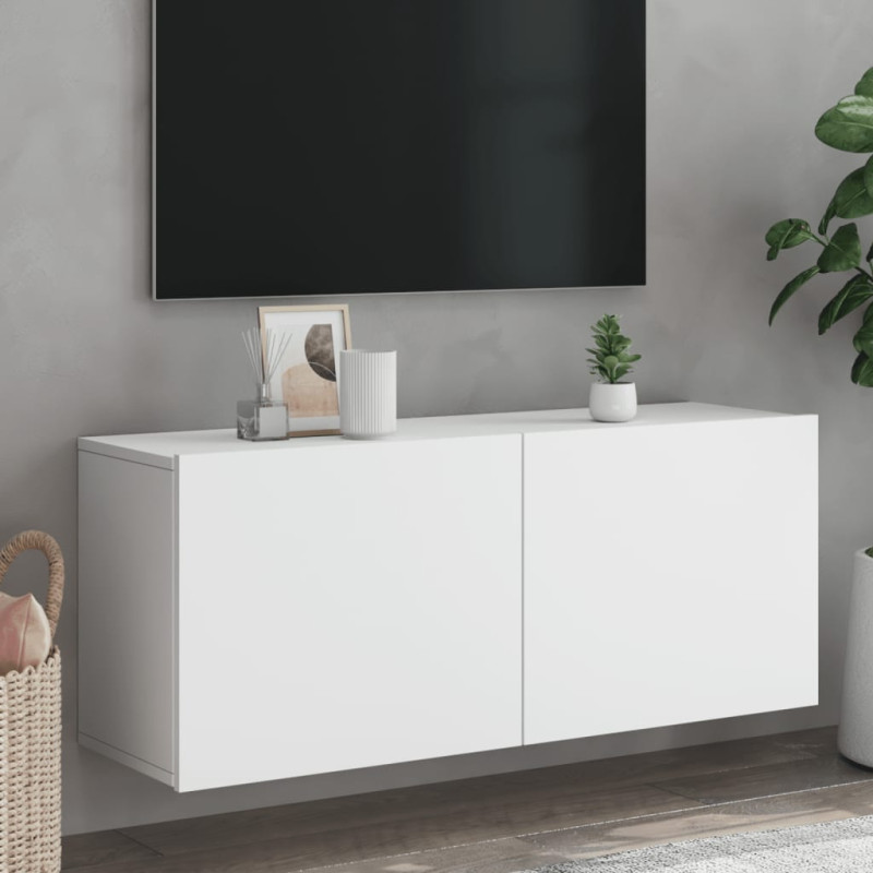 Szafka pod telewizor, ścienna, biała, 100x30x41 cm
