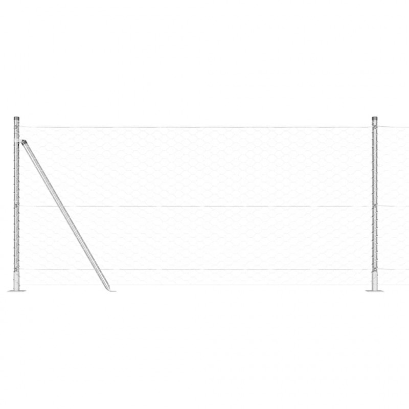 Słupek ogrodzeniowy. Srebrny 25 x 0,8 m (siatka 50 mm) Stal