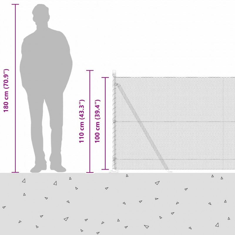 Słupek ogrodzeniowy. Srebrny 25 x 1 m (siatka 13 mm) Stal