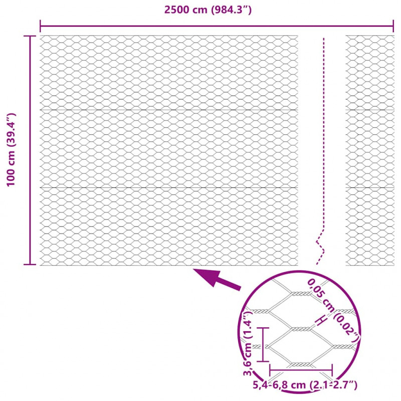 Słupek ogrodzeniowy. Srebrny 25 x 1 m (siatka 36 mm) Stal