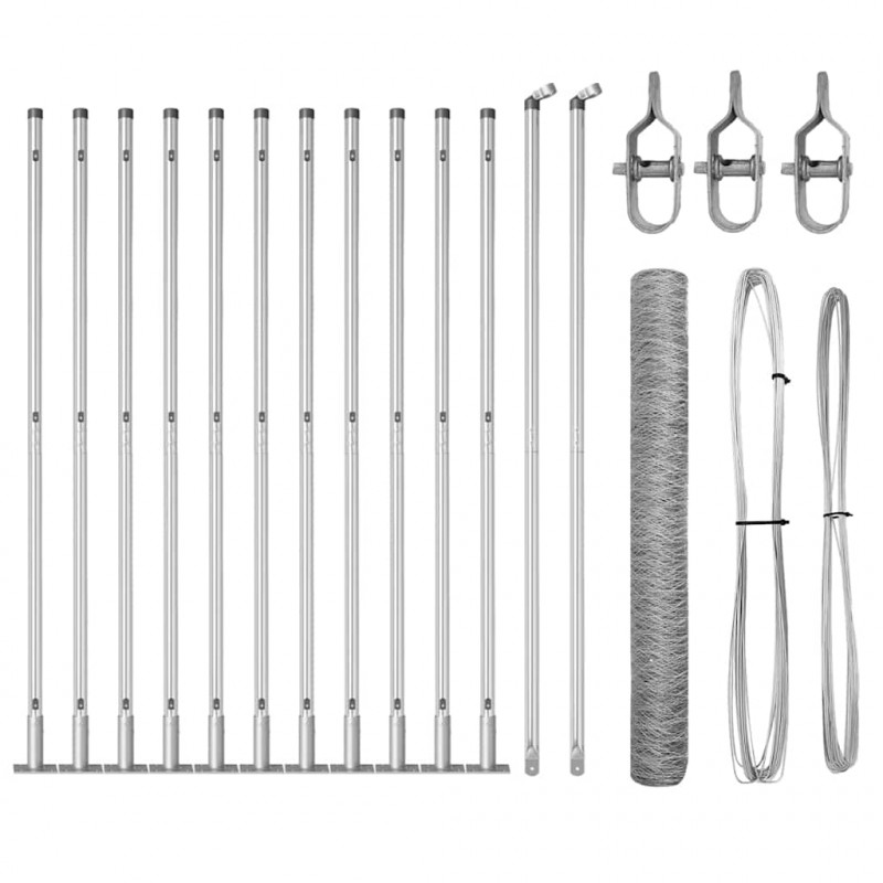 Słupek ogrodzeniowy. Srebrny 25 x 1 m (siatka 50 mm) Stal