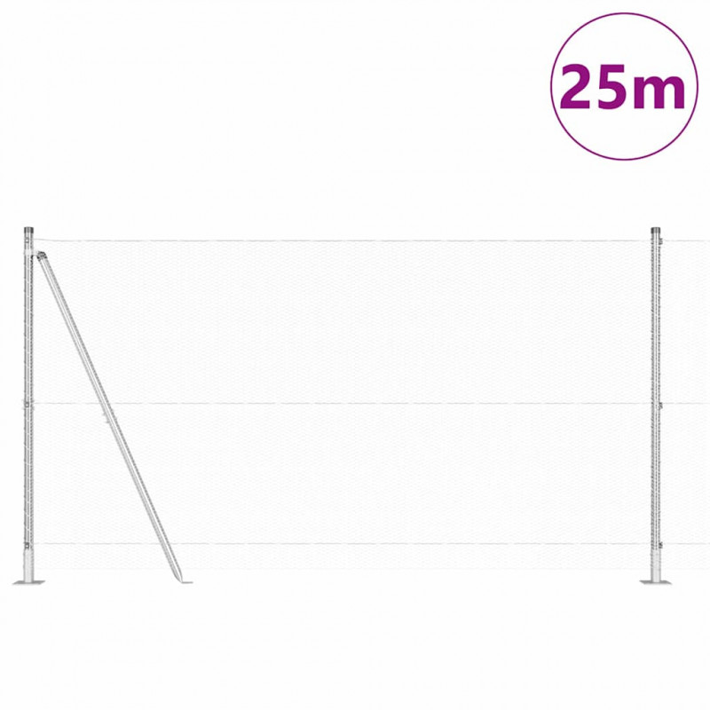 Słupek ogrodzeniowy. Srebrny 25 x 1,2 m (siatka 13 mm) Stal