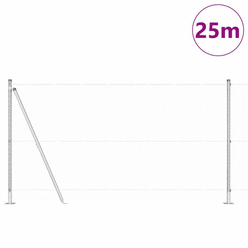 Słupek ogrodzeniowy. Srebrny 25 x 1,2 m (25 mm siatka) Stal