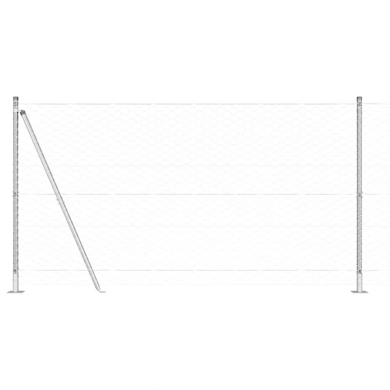 Słupek ogrodzeniowy. Srebrny 25 x 1,2 m (siatka 50 mm) Stal