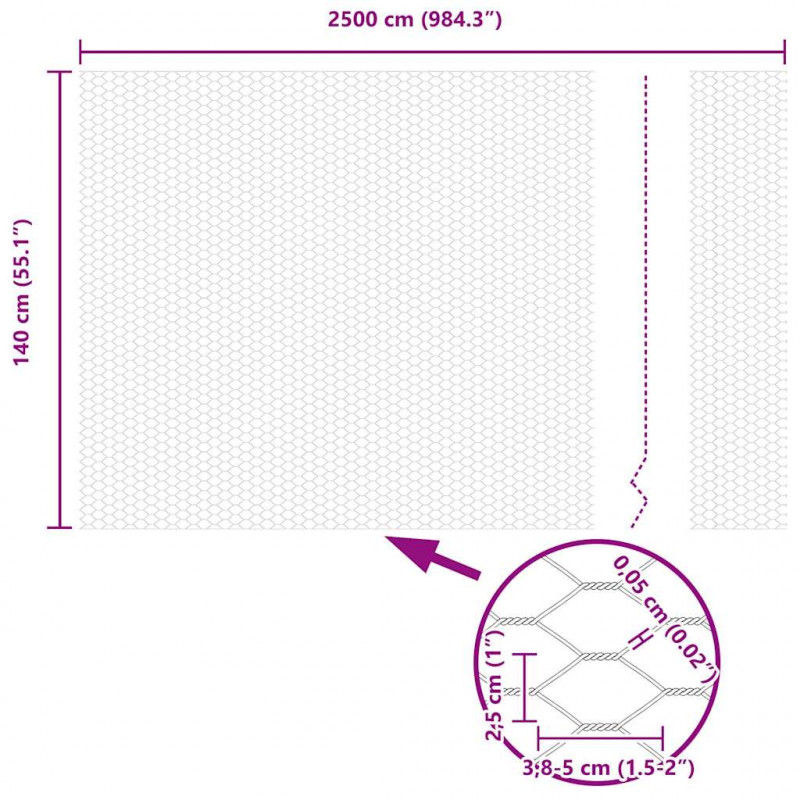 Słupek ogrodzeniowy. Srebrny 25 x 1,4 m (25 mm siatka) Stal