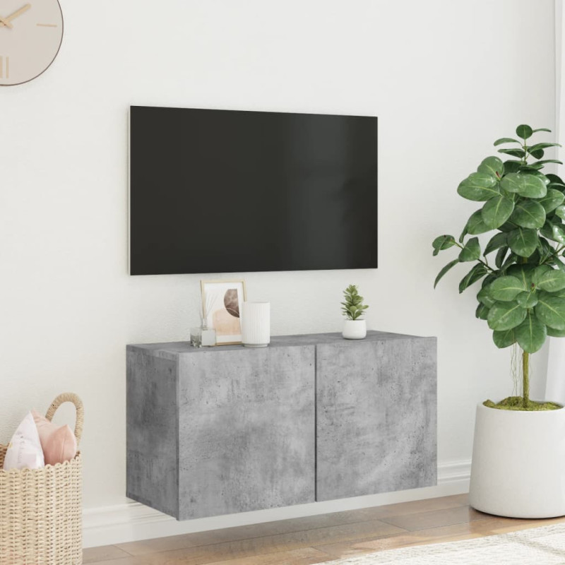 Ścienna szafka TV, szarość betonu, 80x30x41 cm