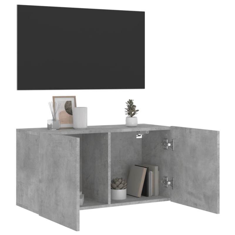 Ścienna szafka TV, szarość betonu, 80x30x41 cm