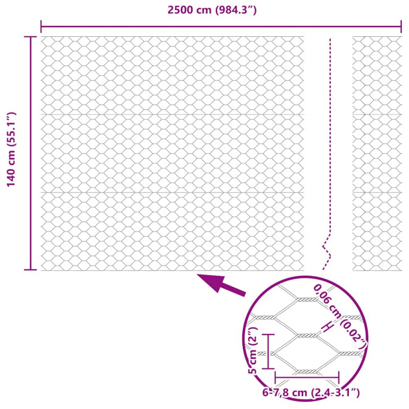 Słupek ogrodzeniowy. Srebrny 25 x 1,4 m (siatka 50 mm) Stal