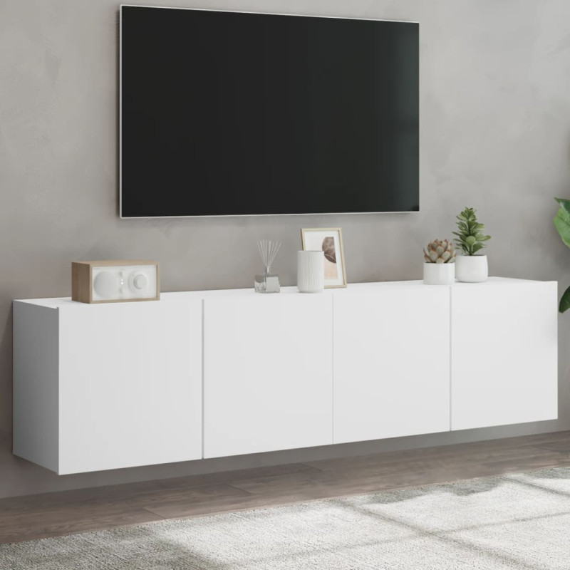 Ścienne szafki TV, 2 szt., białe, 80x30x41 cm