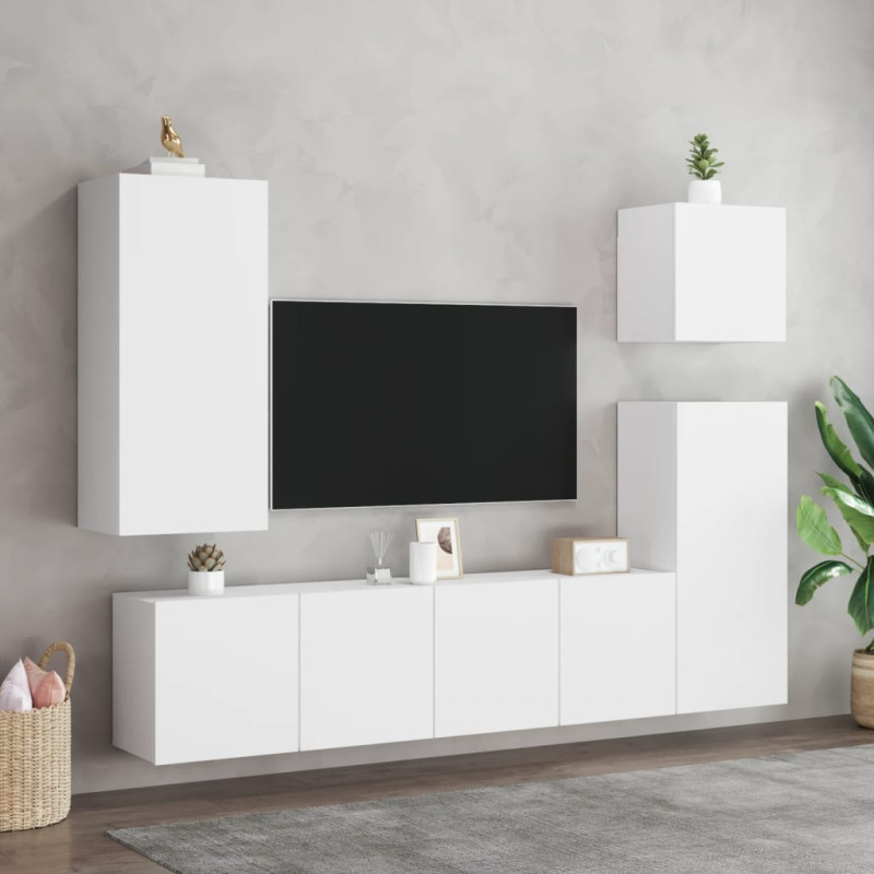 Ścienne szafki TV, 2 szt., białe, 80x30x41 cm