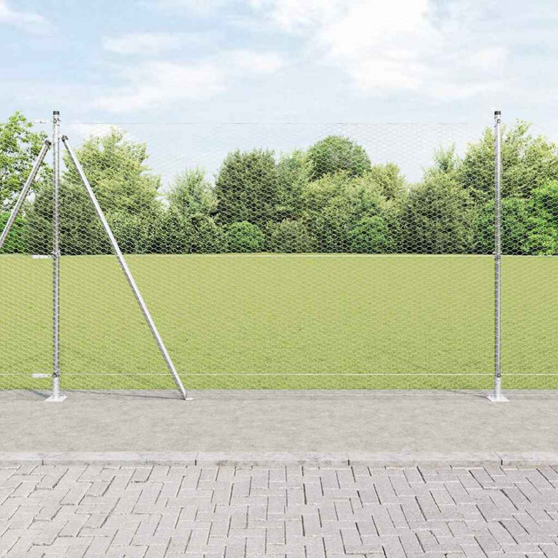 Słupek ogrodzeniowy. Srebrny 25 x 1,6 m (25 mm siatka) Stal