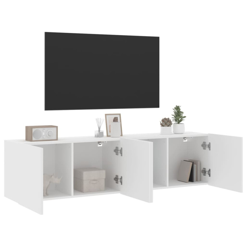 Ścienne szafki TV, 2 szt., białe, 80x30x41 cm