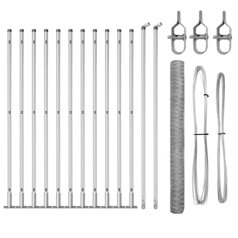 Słupek ogrodzeniowy. Srebrny 25 x 1,6 m (siatka 50 mm) Stal