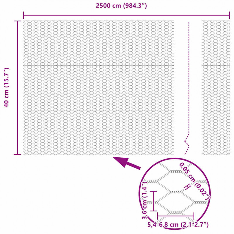 Słupek ogrodzeniowy. Srebrny 50 x 0,4 m (siatka 36 mm) Stal