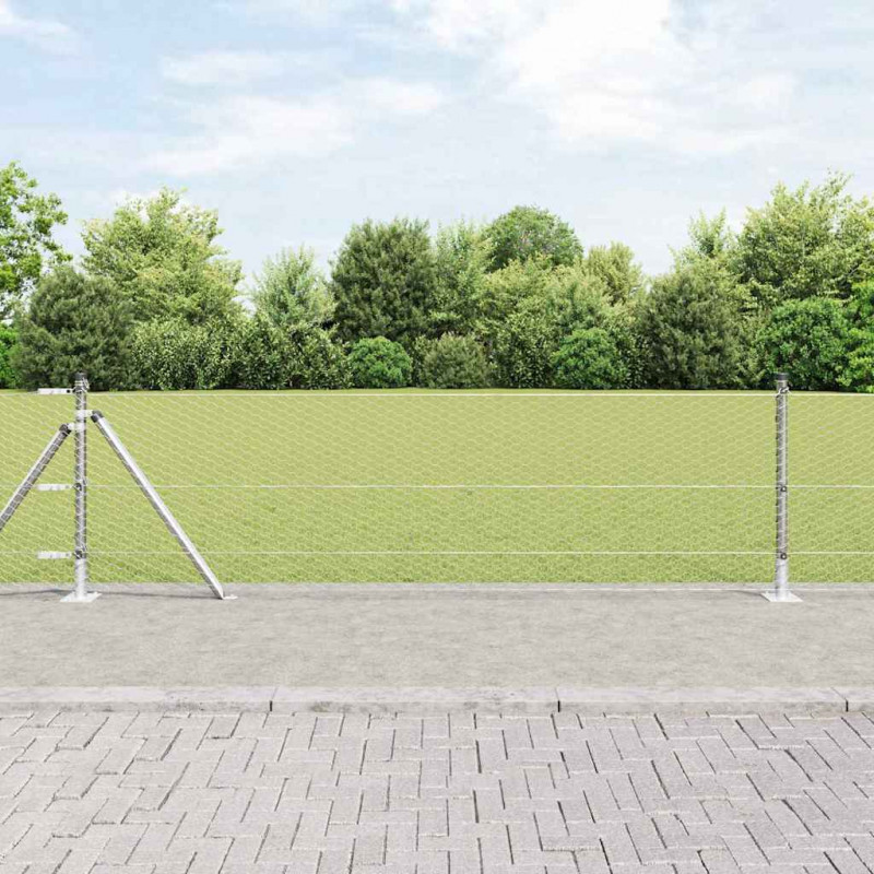Słupek ogrodzeniowy. Srebrny 50 x 0,6 m (siatka 25 mm) Stal