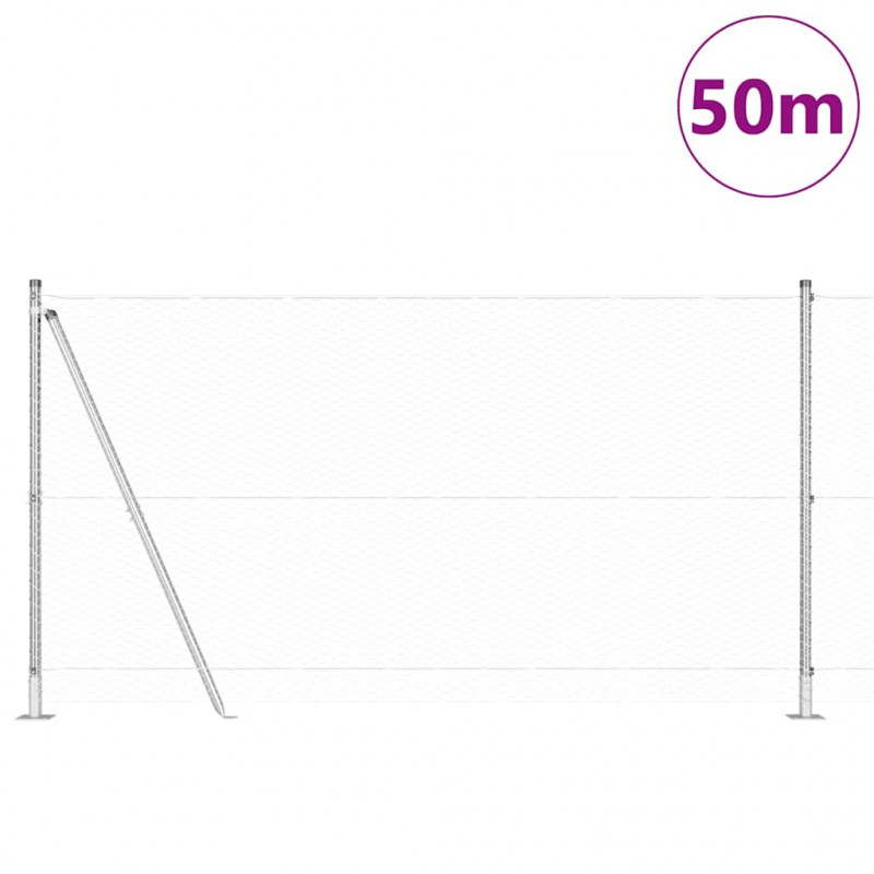Słupek ogrodzeniowy. Srebrny 50 x 1,2 m (siatka 25 mm) Stal