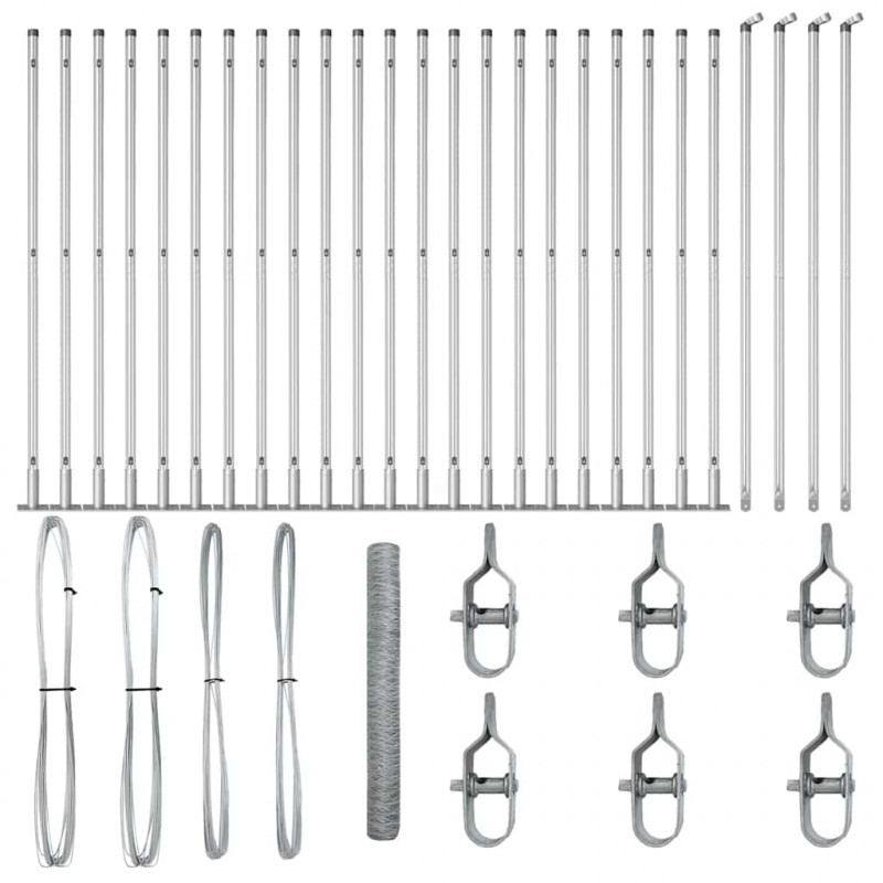 Słupek ogrodzeniowy. Srebrny 50 x 1,2 m (siatka 36 mm) Stal