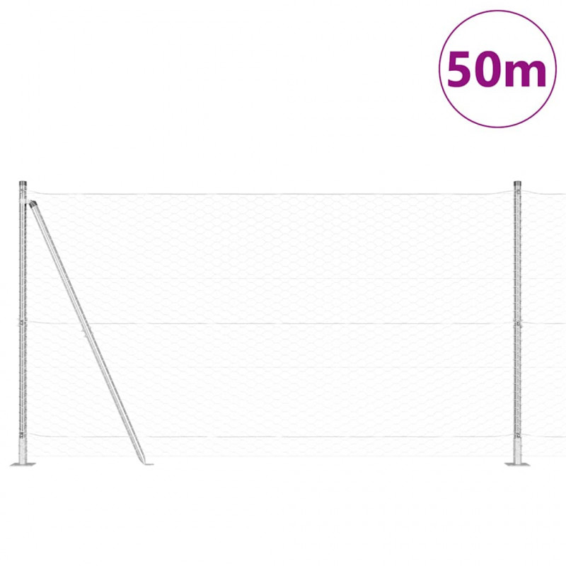 Słupek ogrodzeniowy. Srebrny 50 x 1,2 m (siatka 36 mm) Stal