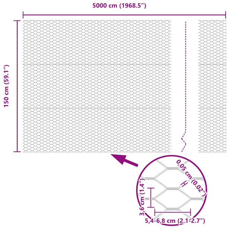 Słupek ogrodzeniowy. Srebrny 50 x 1,5 m (siatka 36 mm) Stal