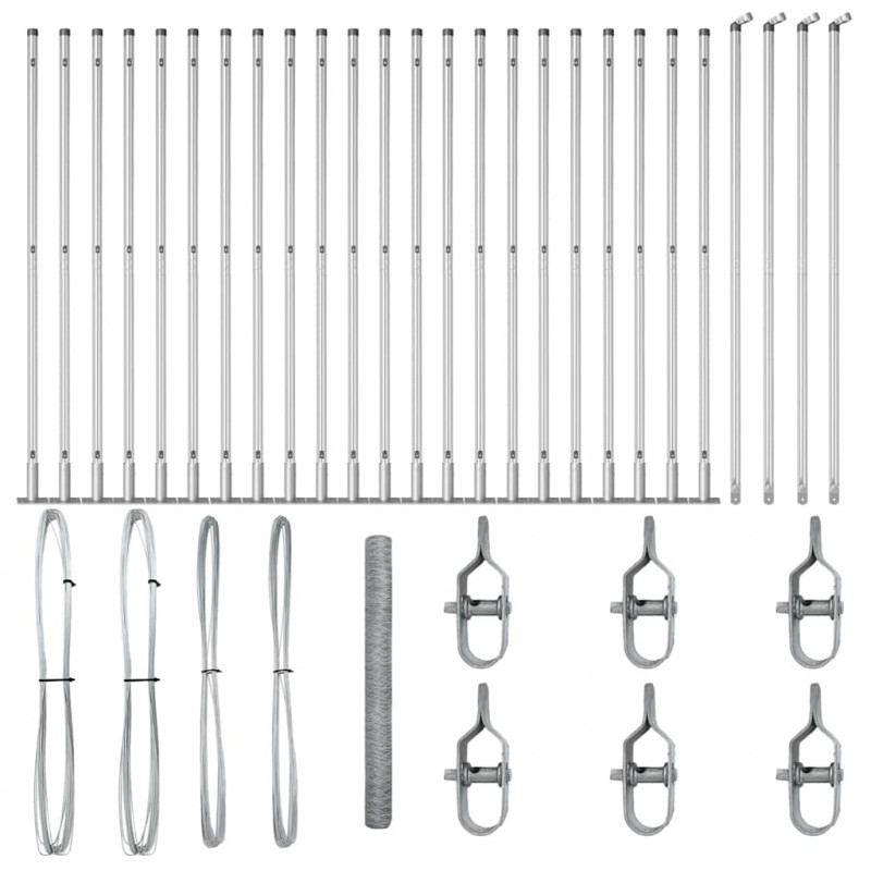 Słupek ogrodzeniowy. Srebrny 50 x 1,6 m (siatka 36 mm) Stal
