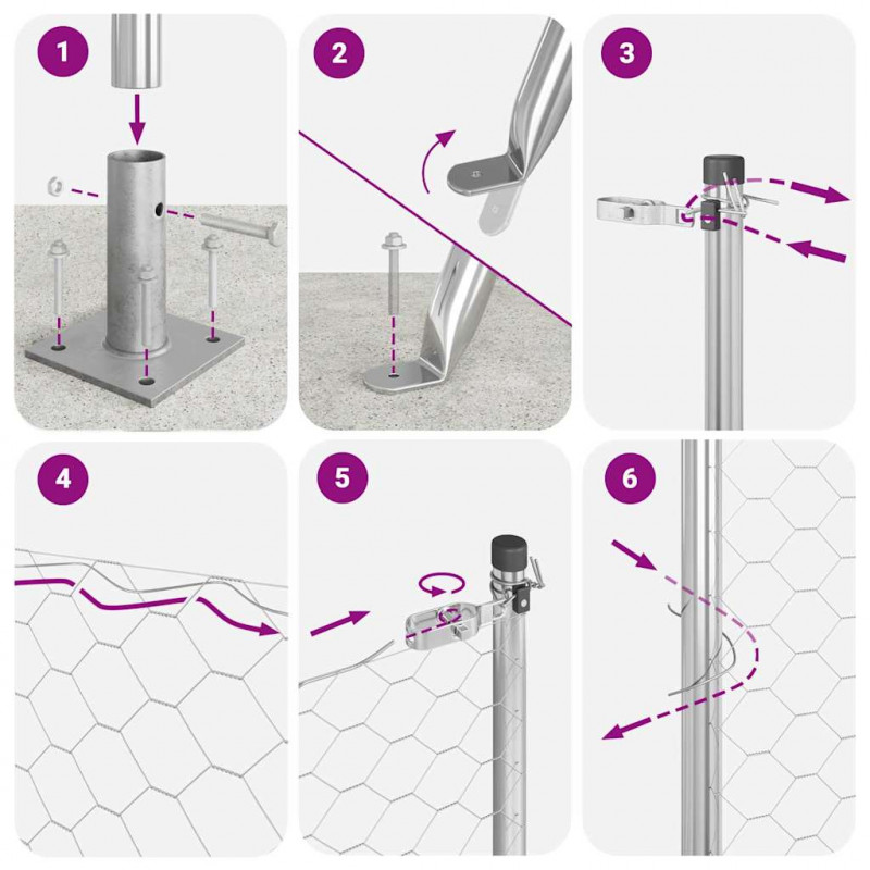 Słupek ogrodzeniowy. Srebrny 50 x 1,6 m (siatka 36 mm) Stal