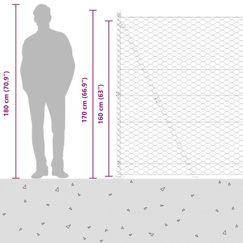 Słupek ogrodzeniowy. Srebrny 50 x 1,6 m (siatka 50 mm) Stal